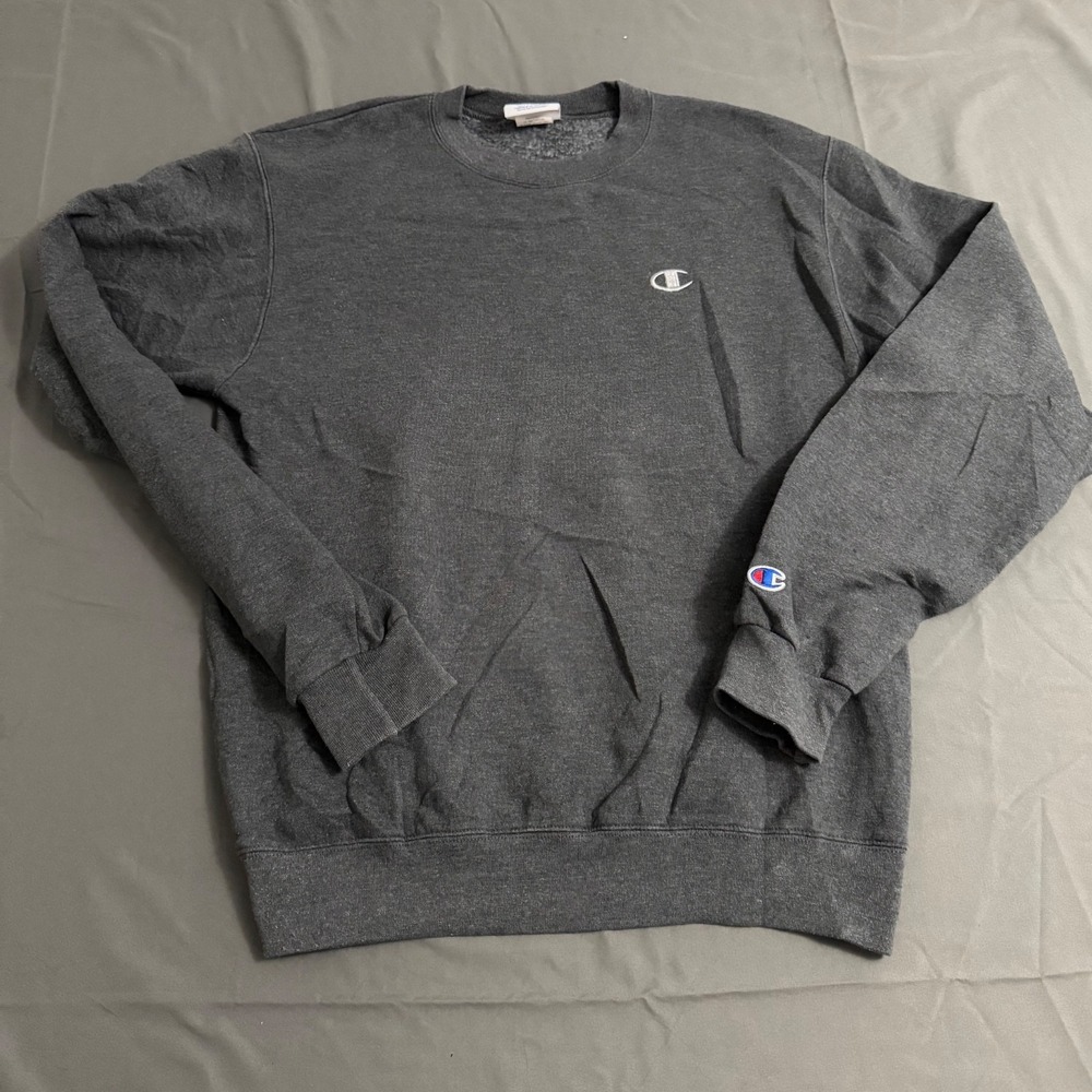 Champion Authentic Charcoal Cotton Blend Crewneck Sweatshirt Size Small